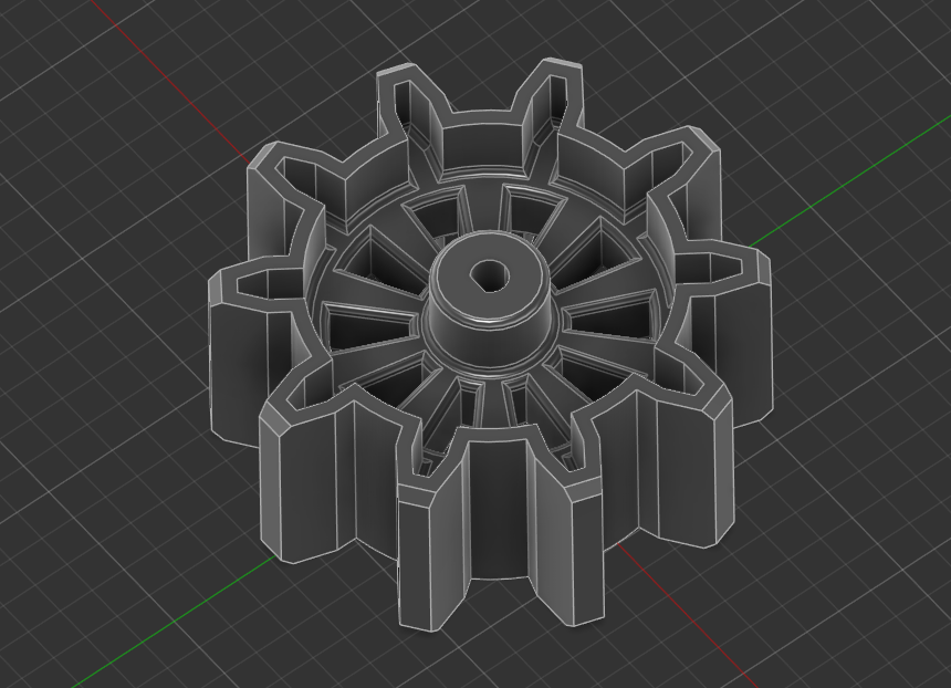 Modélisation 3D d’un engrenage mécanique utilisé comme exemple de pièce technique pour impression 3D.