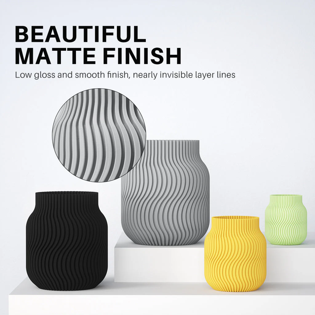 Filament PLA finition mate avec surface lisse et couches peu visibles
